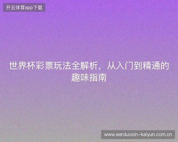 世界杯彩票玩法全解析，从入门到精通的趣味指南